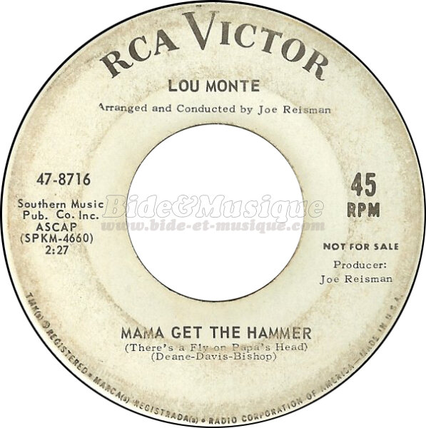 Lou Monte - Mama get the hammer  (There's a fly on Papa's head)